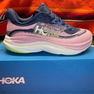 Hoka Pink and Blue Athletic Sneakers